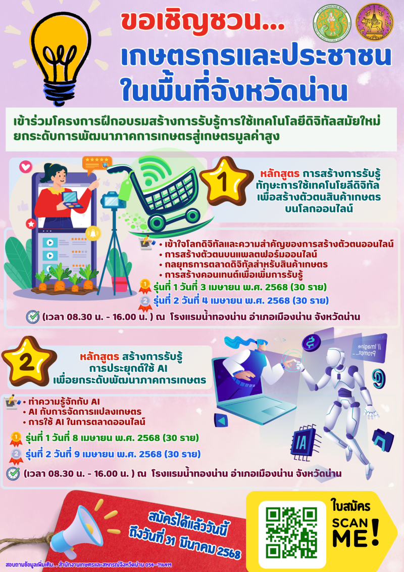 โครงการฝึกอบรมสร้างการรับรู้การใช้เทคโนโลยีดิจิทัลสมัยใหม่ยกระดับการพัฒนาภาคการเกษตรสู่เกษตรมูลค่าสูง