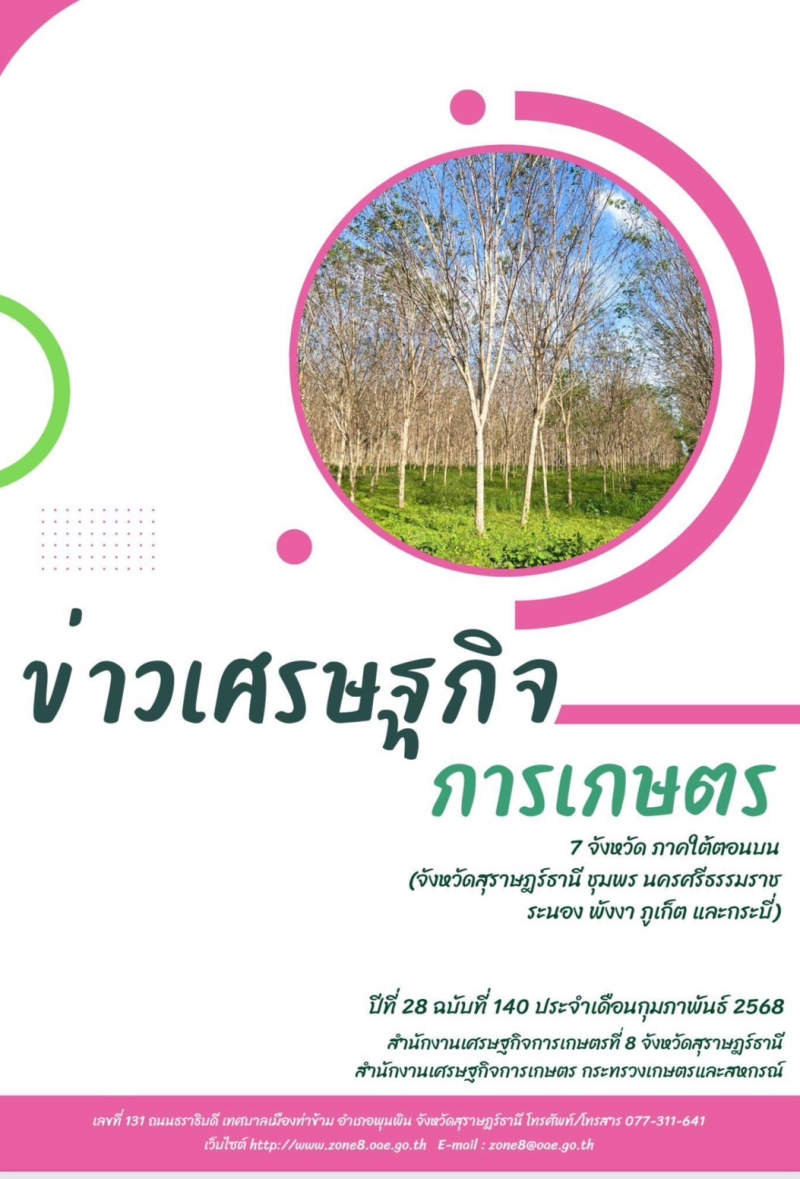 ข่าวเศรษฐกิจการเกษตร ประจำเดือนกุมภาพันธฺ 2568