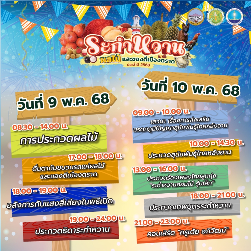 ขอเชิญเที่ยวงานวันระกำหวานผลไม้และของดีเมืองตราด