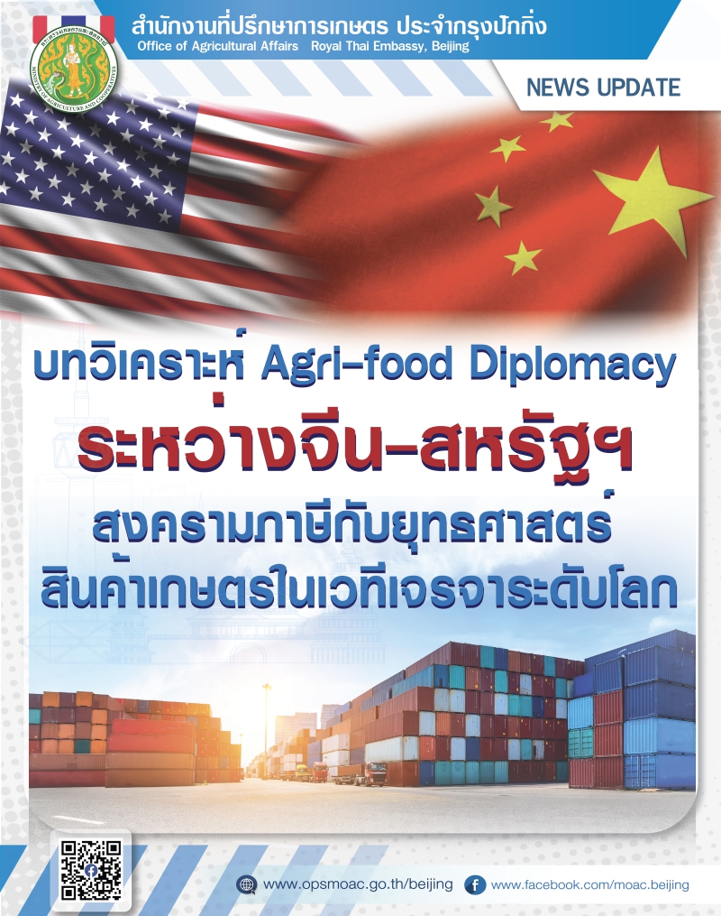 บทวิเคราะห์Agri-foodDiplomacyระหว่างจีน-สหรัฐฯสงครามภาษีกับยุทธศาสตร์สินค้าเกษตรในเวทีเจรจาระดับโลก