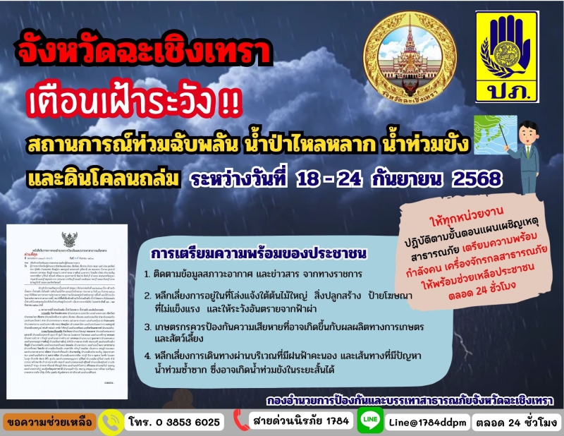 เฝ้าระวังสถานการณ์น้ำท่วมเฉียบพลัน