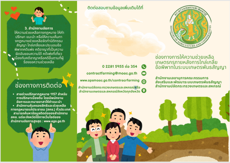 แนวทางการช่วยเหลือเกษตกรกรภายหลังการไกล่เกลี่ยข้อพิพากในระบบเกษตรพันธสัญญา