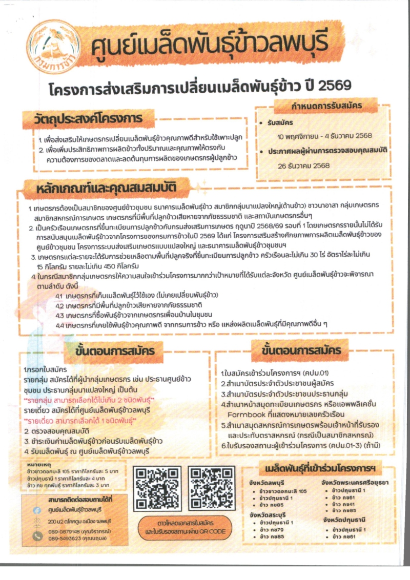 ประชามสัมพันธ์โครงการสงเสริมการเปลี่ยนเมล็ดพันธ์ุข้าว