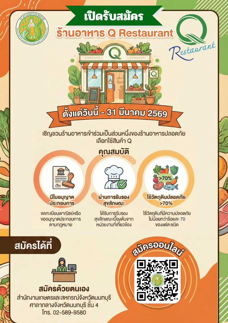 กษ.นนท์เปิดรับสมัครร้านอาหารปลอดภัยเลือกใช้สินค้า