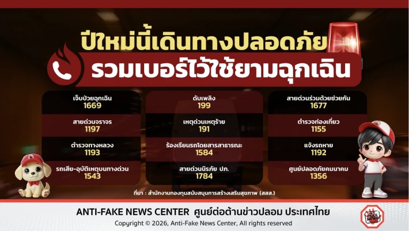 ปีใหม่นี้เดินทางปลอดภัย รวมเบอร์ไว้ใช้ยามฉุกเฉิน