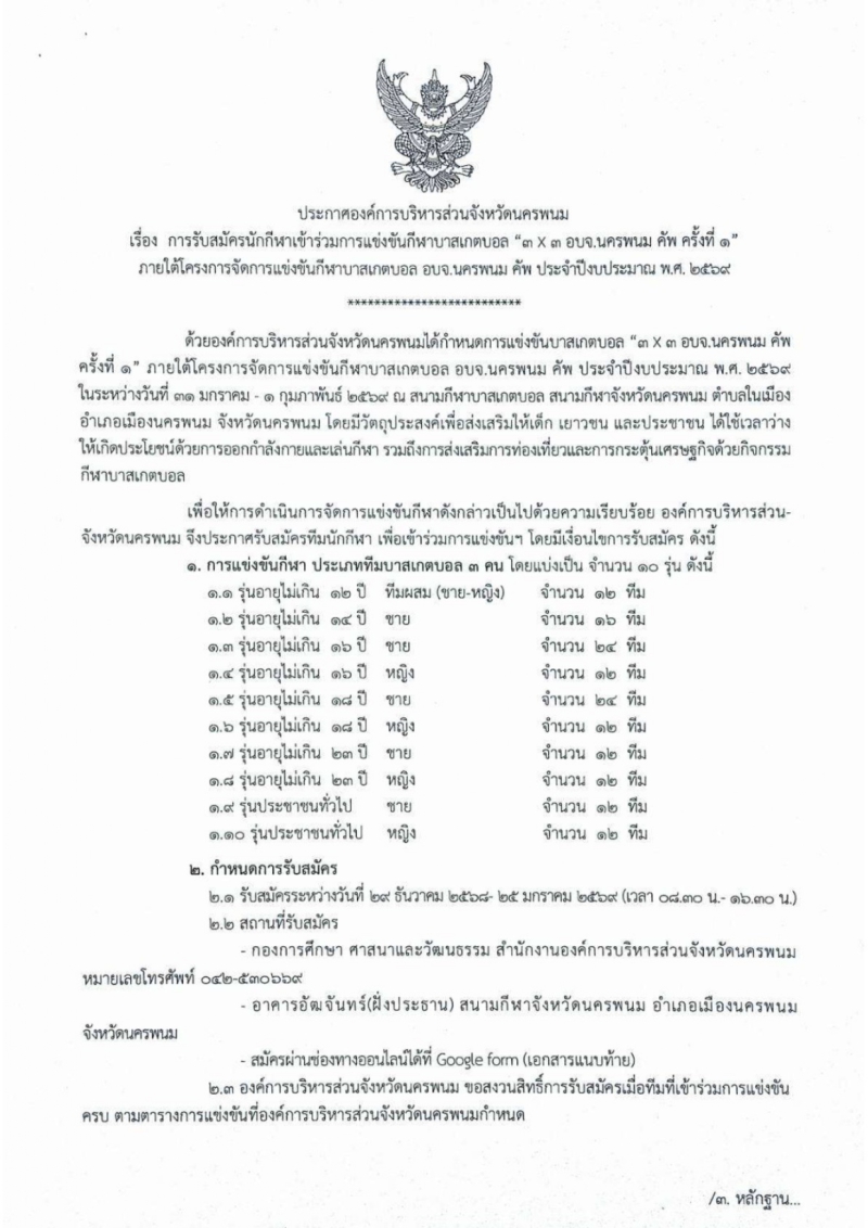 การรับสมัครนักกีฬาเข้าร่วมการแข่งขันกีฬาบาสเกตบอล