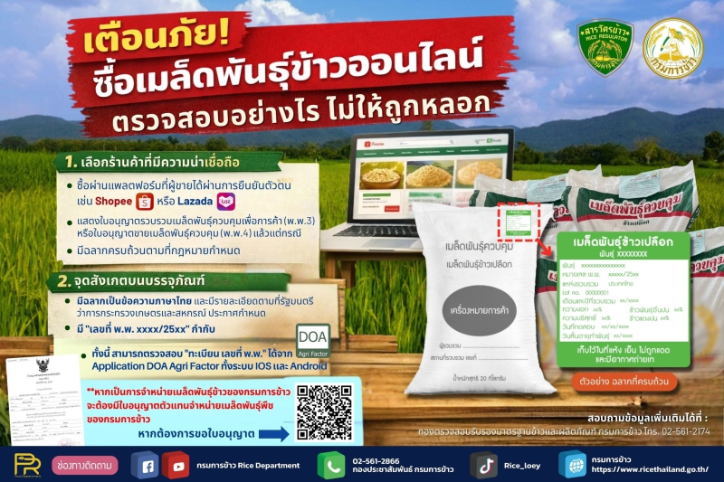 เตือนภัย...ซื้อเมล็ดพันธุ์ข้าวออนไลน์
