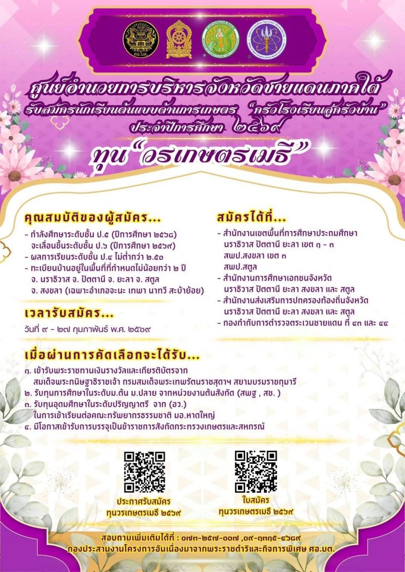 ประชาสัมพันธ์การรับสมัครคัดเลือกนักเรียนต้นแบบด้านการเกษตร