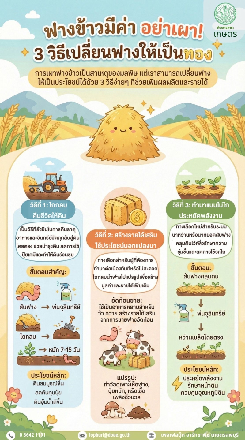 หยุดเผา 3 วิธีเปลี่ยนฟางข้าวให้เป็นทอง