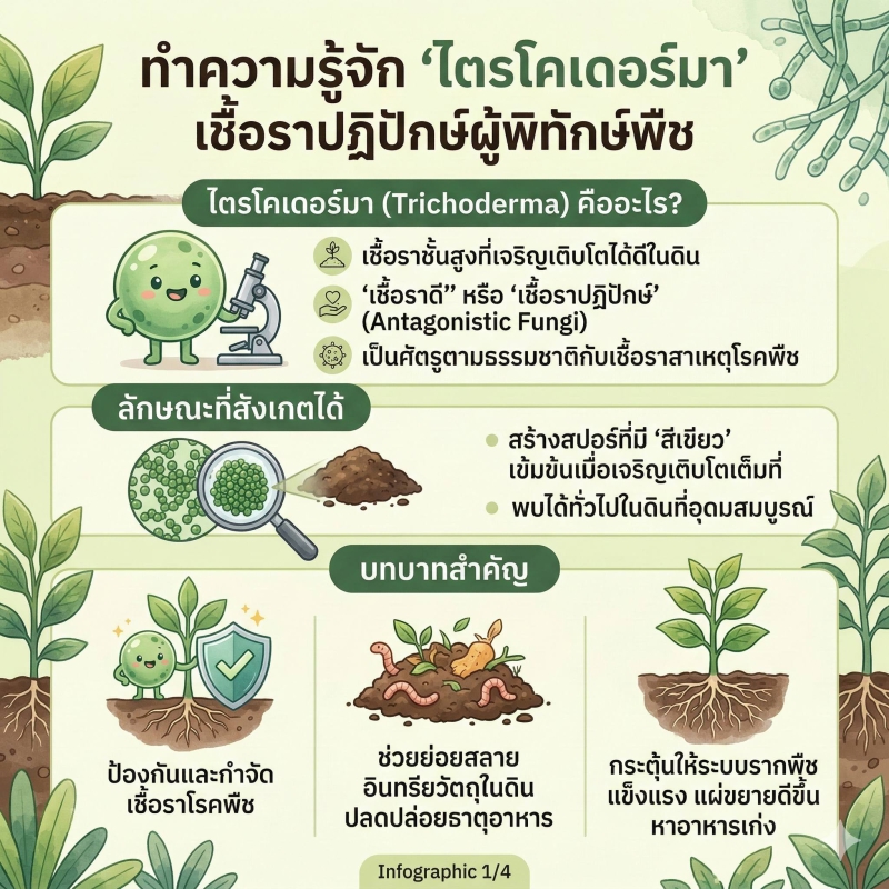 ทำความรู้จักไตรโคเดอร์มาเชื้อราปฏิปักษ์ผู้พิทักษ์พืช