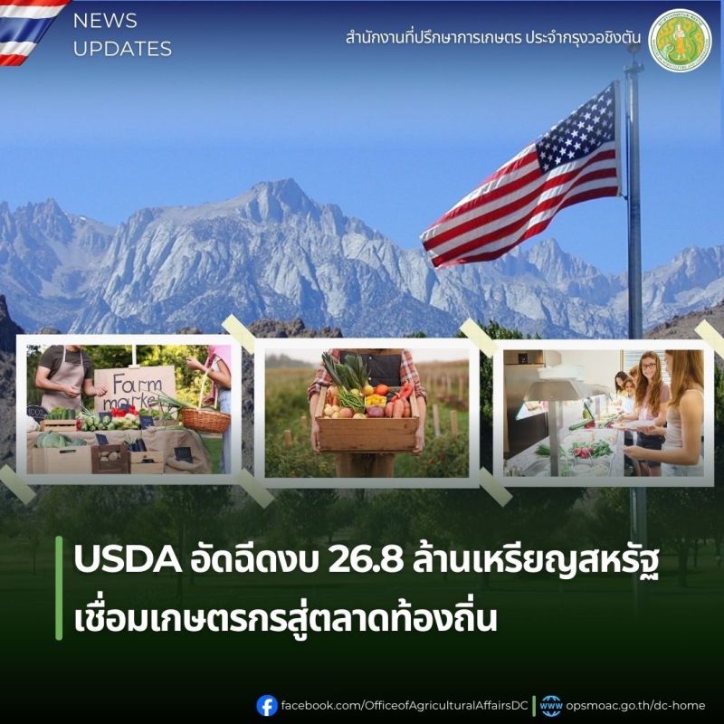 USDAอัดฉีดงบ26.8ล้านเหรียญสหรัฐเชื่อมเกษตรกรสู่ตลาดท้องถิ่น