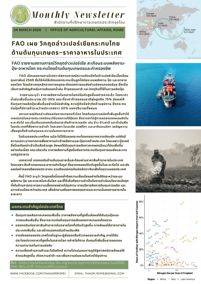 FAOเผยแพร่รายงานสถานการ์วิกฤตอ่าวเปอร์เซีย