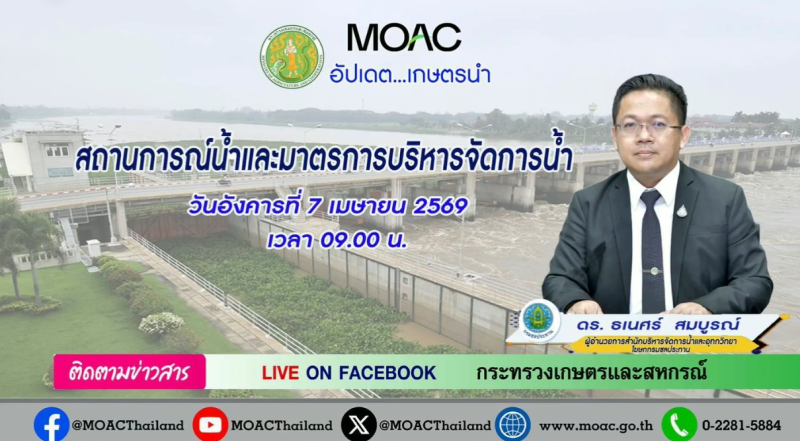 ขอเชิญรับชมLiveรายการอัปเดตเกษตรนำวันอังคารที่
