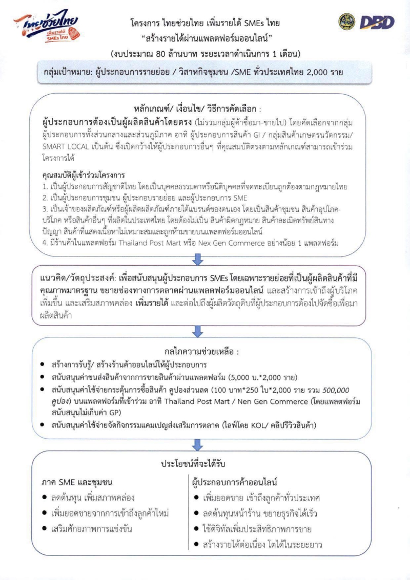 รับสมัครผู้ประกอบการเข้าร่วมโครงการ