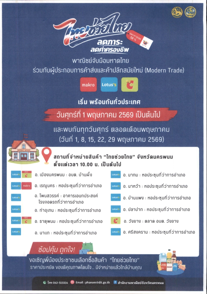 การจำหน่ายสินค้า“ไทยช่วยไทย”ลดภาระ