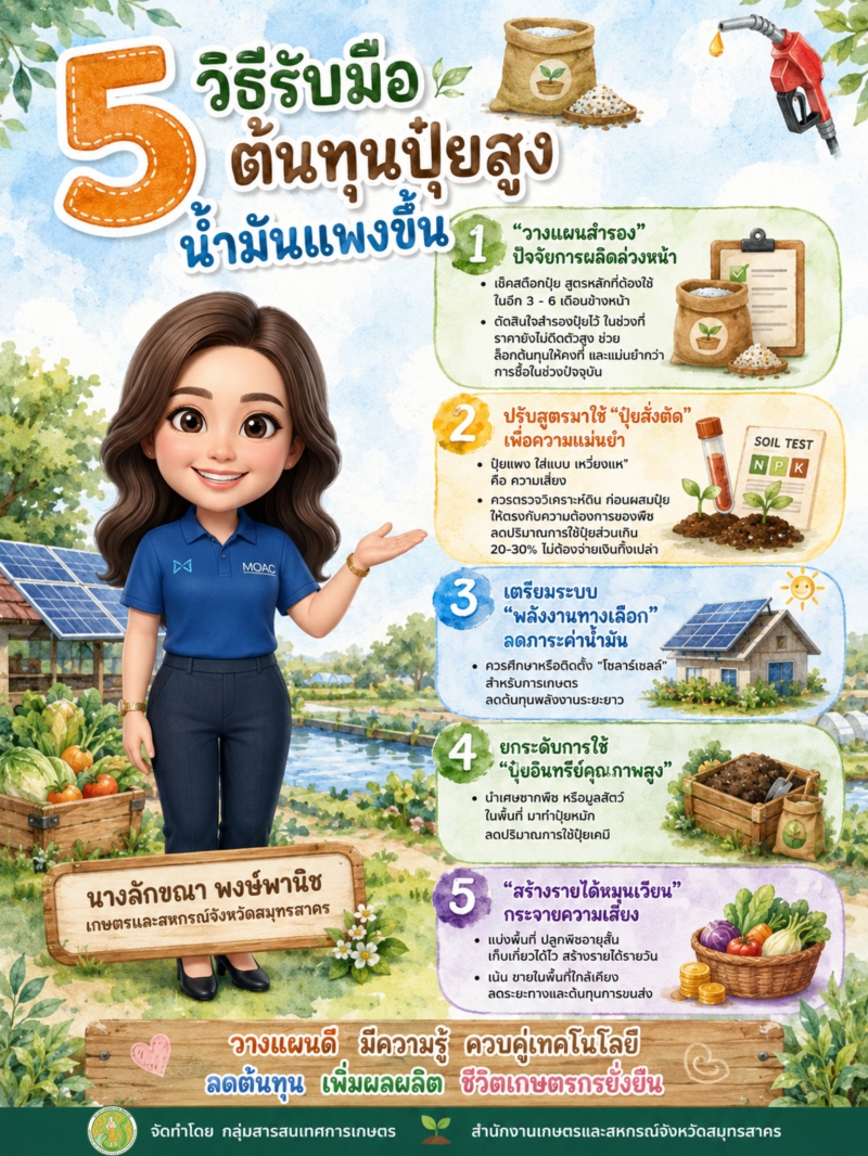 กษ.สมุทรสาครมาบอก5วิธีรับมือต้นทุนปุ๋ยสูง