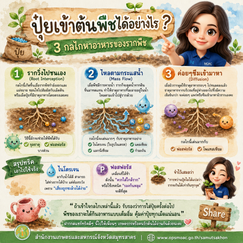 ปุ๋ยเข้าต้นพืชได้อย่างไร ? 3 กลไกหาอาหารของรากพืช