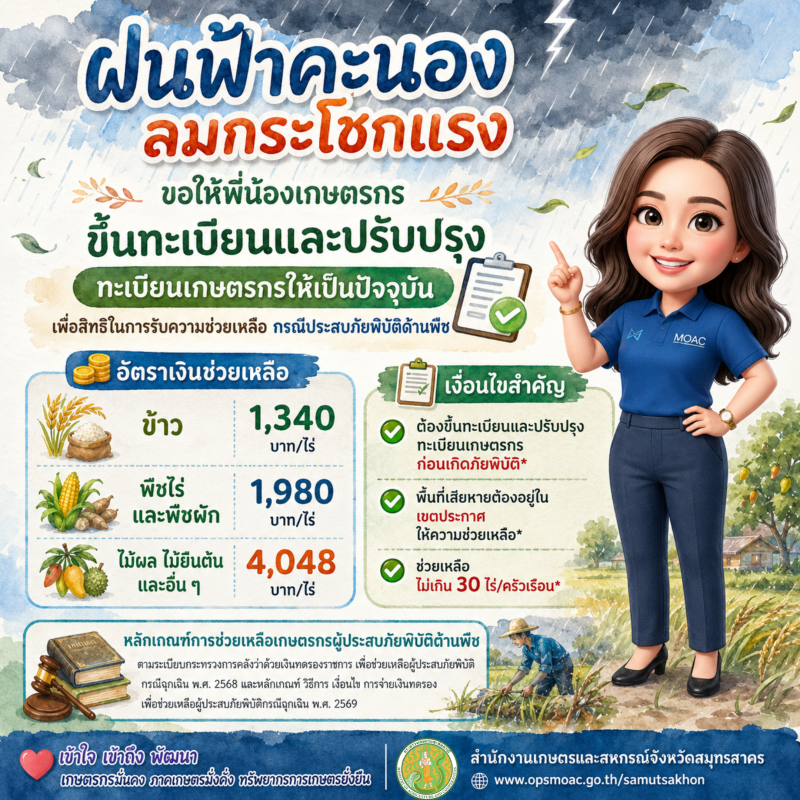 ฝนฟ้าคะนองลมกระโชกแรงขอให้พี่น้องเกษตรกร