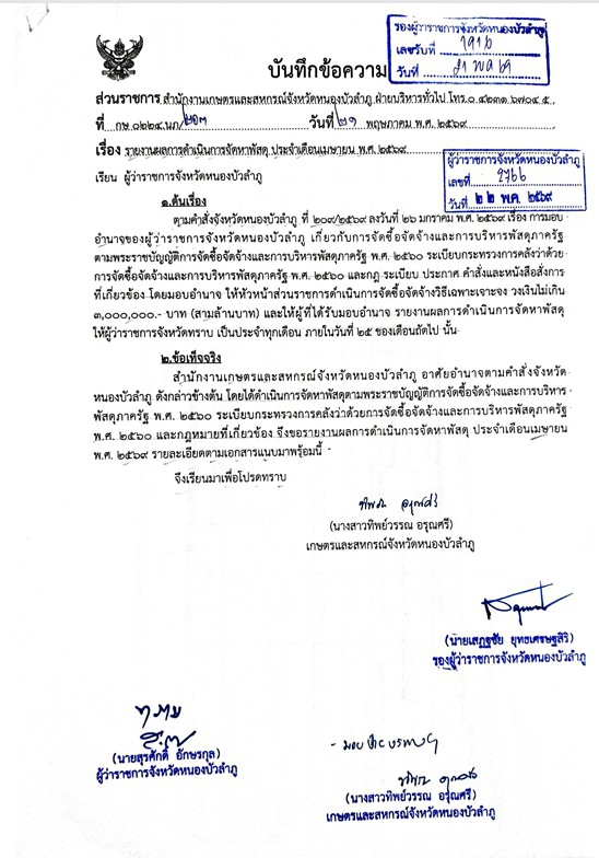 รายงานผลการดำเนินการจัดหาพัสดุ