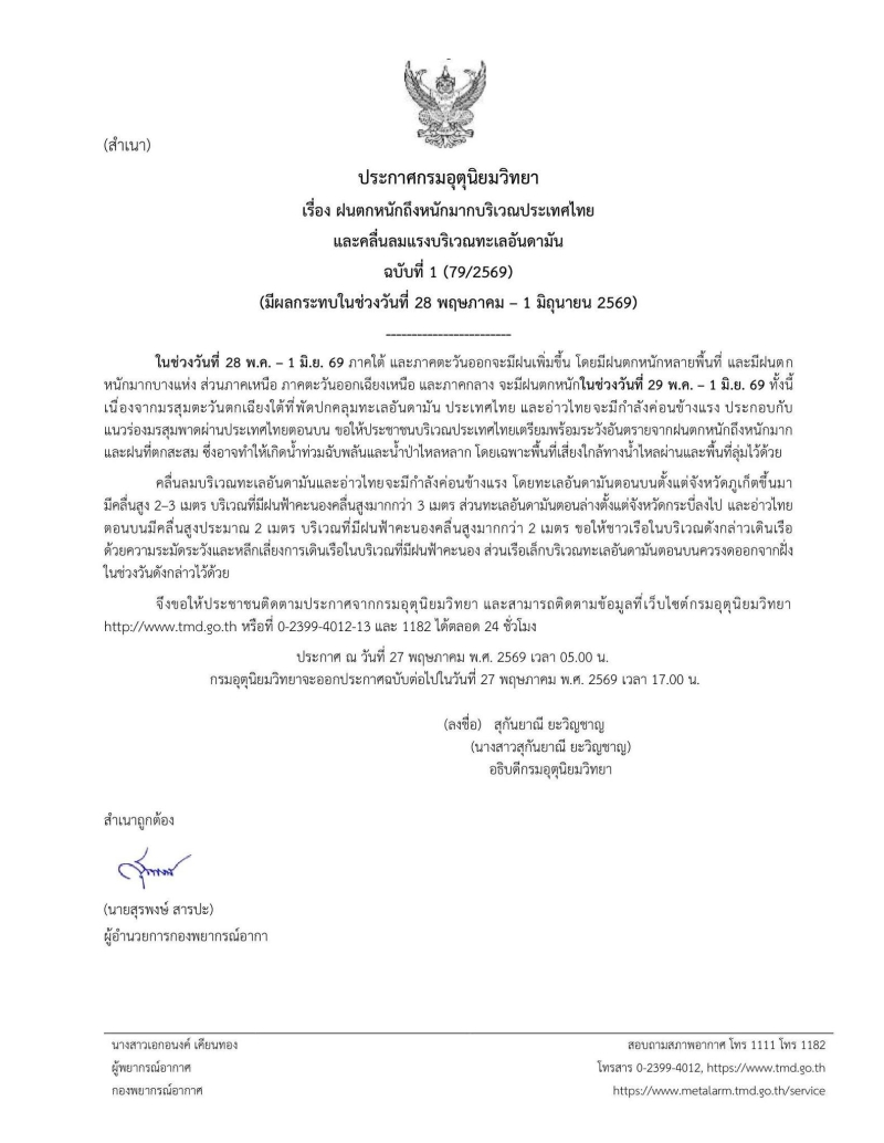 ประกาศกรมอุตุนิยมวิทยา