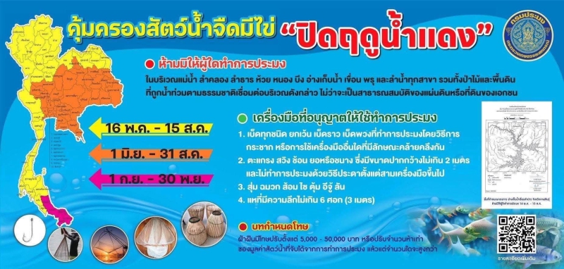 ฤดูน้ำแดง2569เริ่มแล้ว!ร่วมอนุรักษ์สัตว์น้ำจืดในช่วงวางไข่และขยายพันธุ์