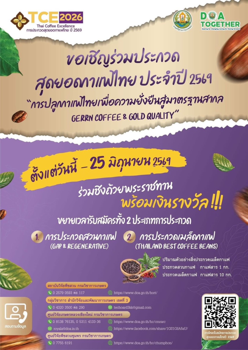 ขอความอนุเคราะห์ประชาสัมพันธ์​การประกวดสุดยอดกาแฟ
