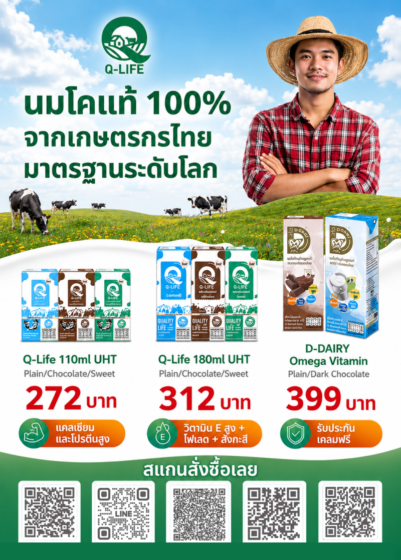 ผลิตภัณฑ์นมโคแท้100%จากเกษตรกรไทยคุณภาพมาตรฐานระดับโลก