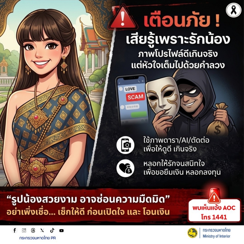 เตือนภัยเสียรู้เพราะรักน้องภาพโปรไฟล์ดีเกินจริง