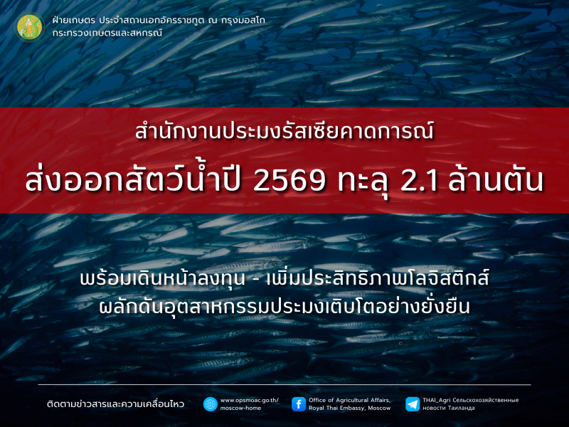 รัสเซียคาดส่งออกสัตว์น้ำปี