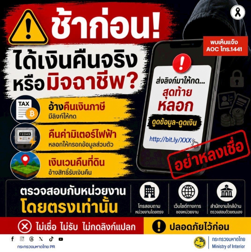 ช้าก่อนได้เงินคืนจริงหรือมิจฉาชีพ?
