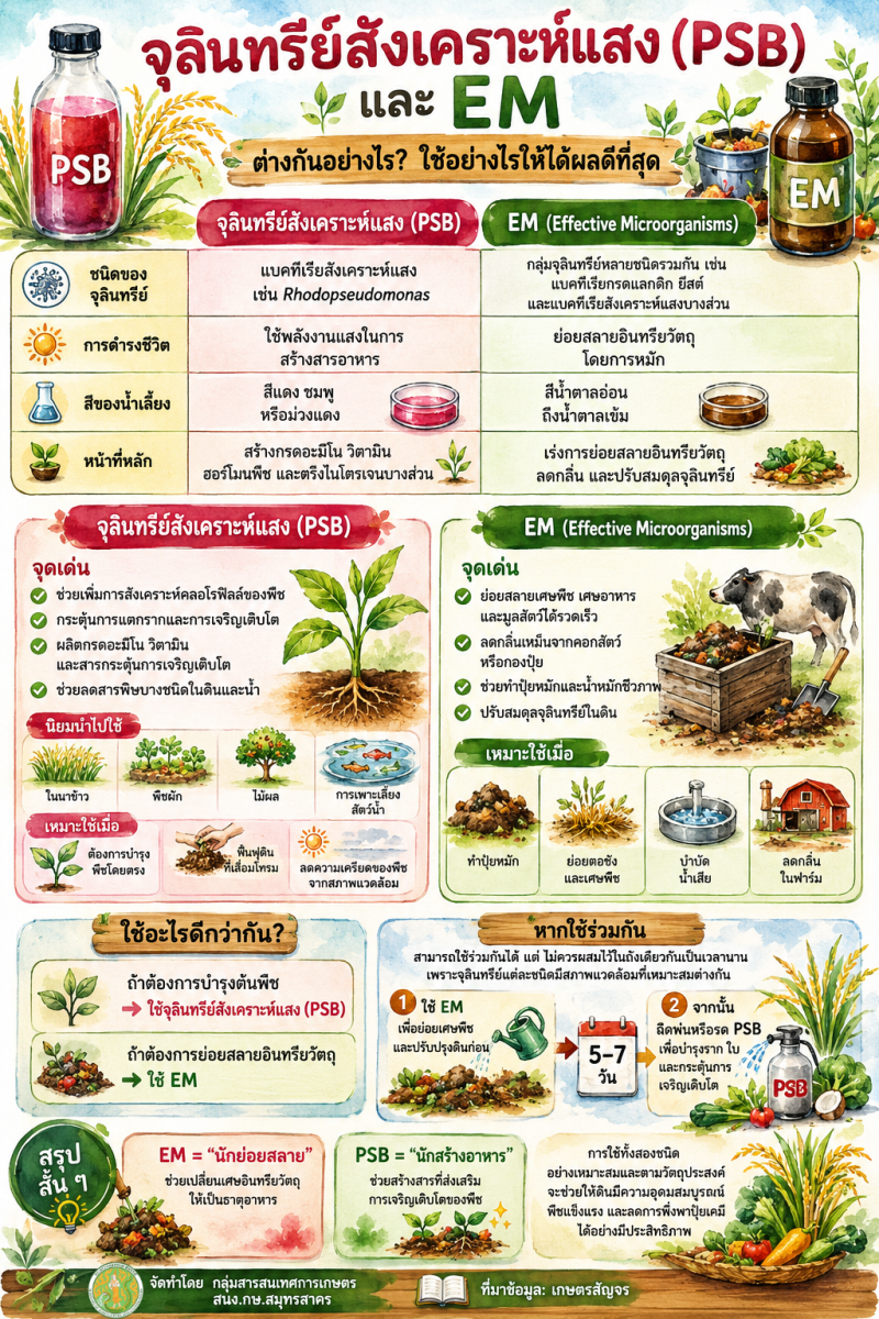 จุลินทรีย์สังเคราะห์แสง กับ EM ต่างกันอย่างไร