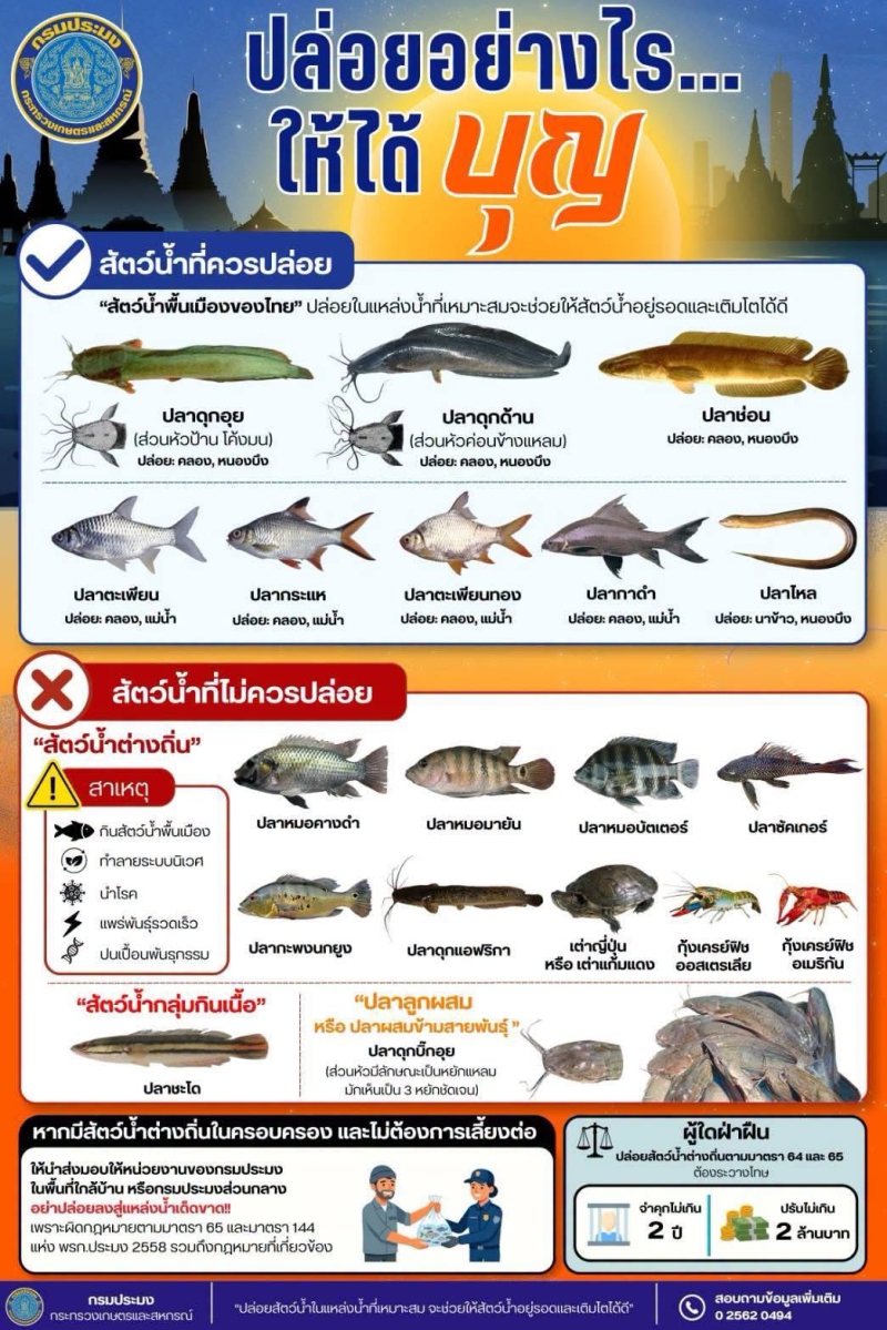 ปล่อยปลาอย่างไรให้ได้บุญ