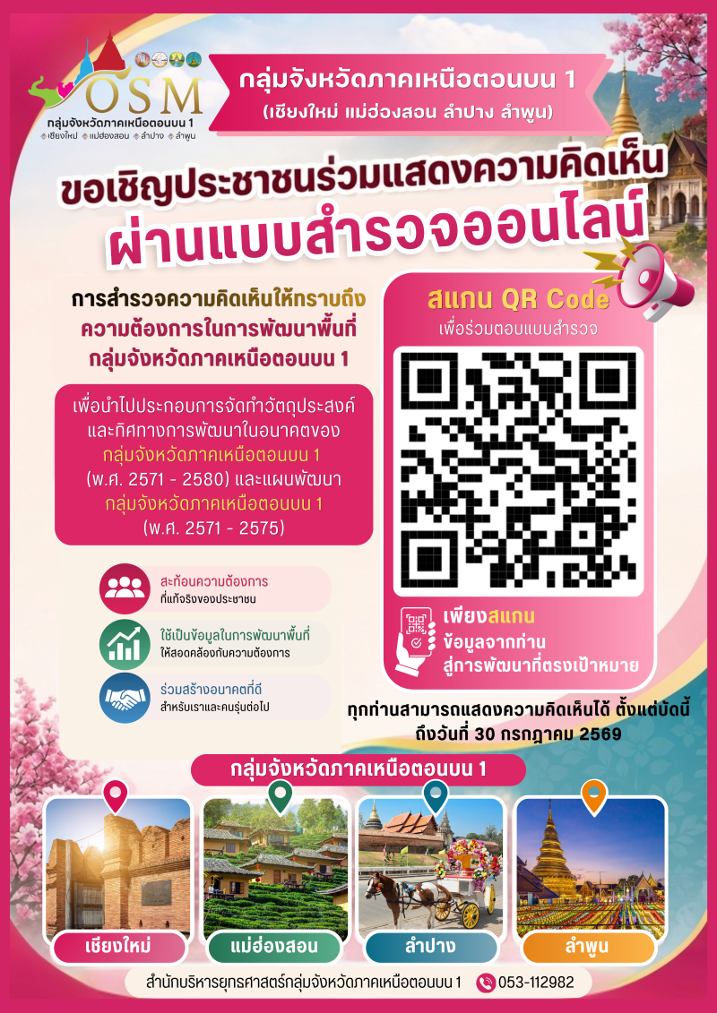 ขอเชิญชวนประชาชนทุกท่านร่วมตอบแบบสำรวจความคิดเห็น