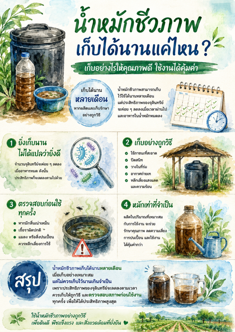 น้ำหมักชีวภาพเก็บได้นานแค่ไหน?