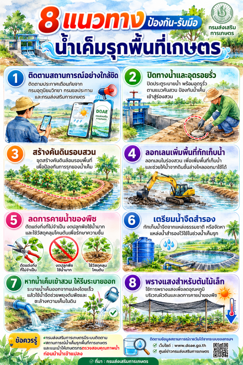 8 แนวทางป้องกัน–รับมือ “น้ำเค็มรุกพื้นที่เกษตร”