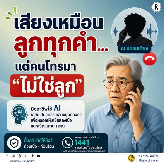 ระวัง! เสียงเหมือนลูกทุกคำ แต่คนโทรมาอาจไม่ใช่ลูก