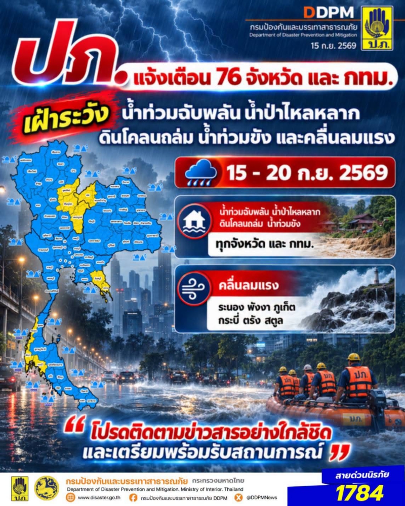 ปภ.แจ้ง76จังหวัดทั่วประเทศ