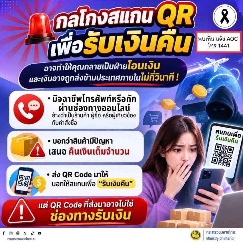 กลโกงสแกน QR เพื่อรับเงินคืน