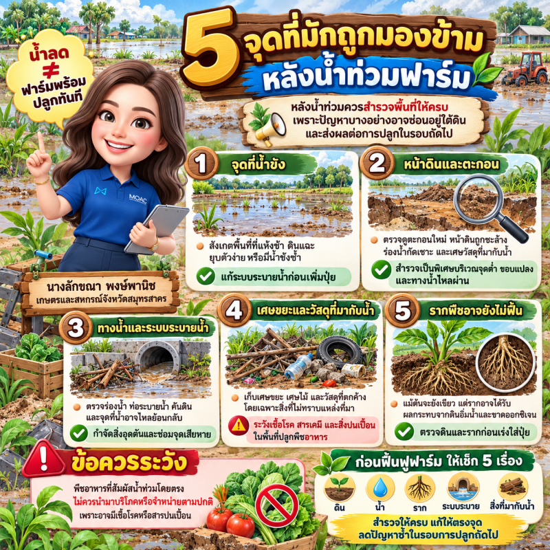 5 จุดที่มักถูกมองข้าม หลังน้ำท่วมฟาร์ม