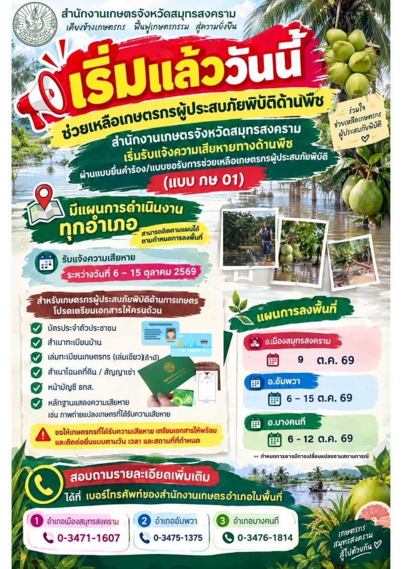 ช่วยเหลือเกษตรกรผู้ประสบภัยพิบัติด้านพืช