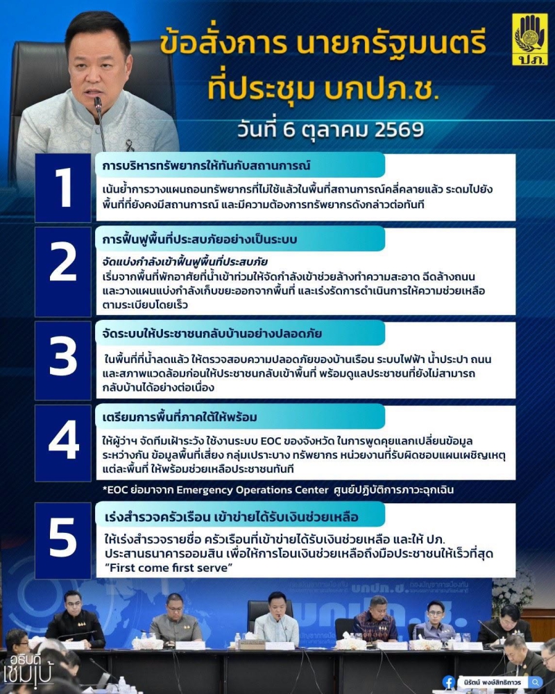 ข้อสั่งการนายกรัฐมนตรีที่ประชุม