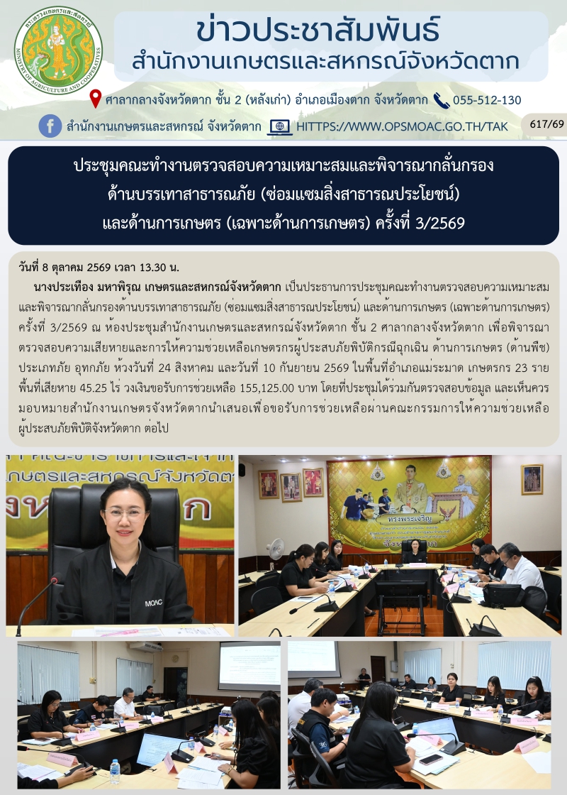 ประชุมคณะทำงานตรวจสอบความเหมาะสมและพิจารณากลั่นกรอง