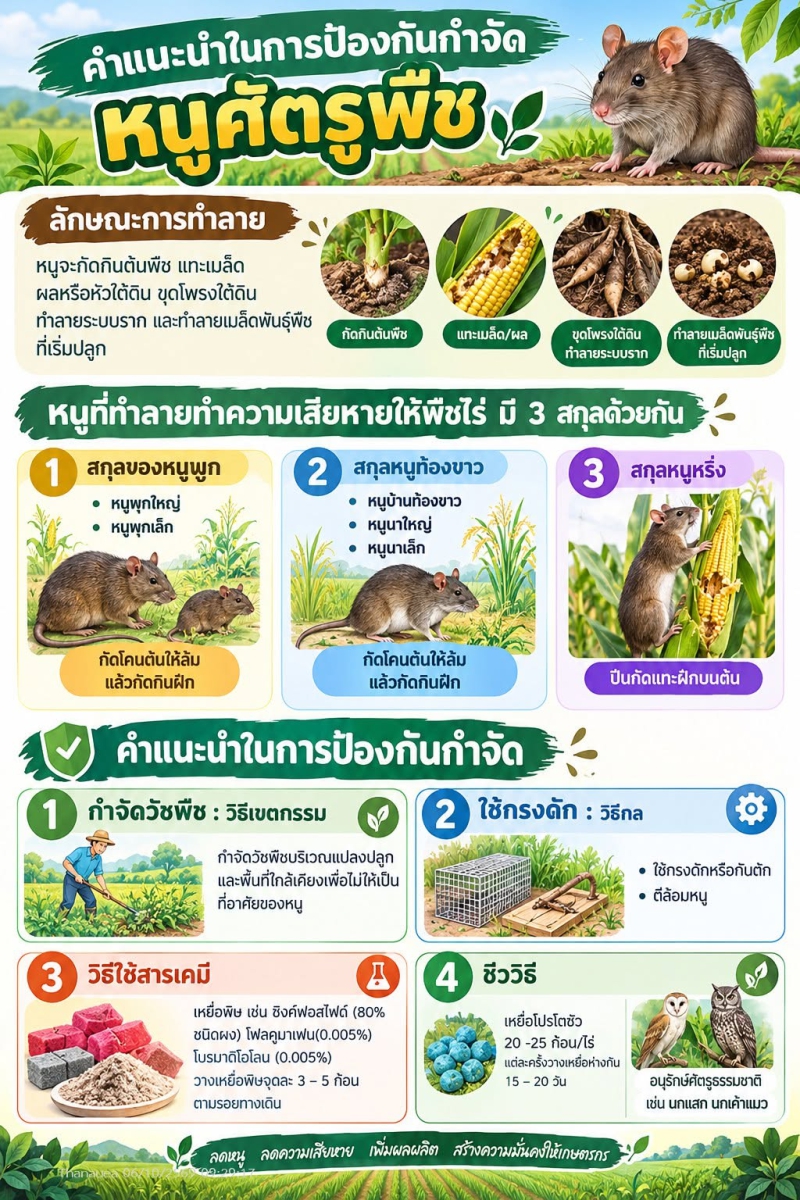คำแนะนำในการป้องกันกำจัด หนูศัตรูพืช