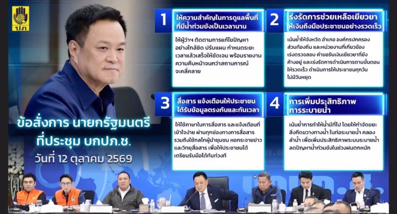 ข้อสั่งการนายกรัฐมนตรีที่ประชุมบกปภ.ช.