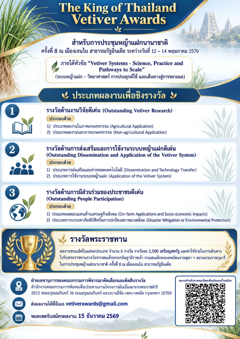 ประชาสัมพันธ์การส่งผลงานเกี่ยวกับหญ้าแฝกเพื่อชิงรางวัล