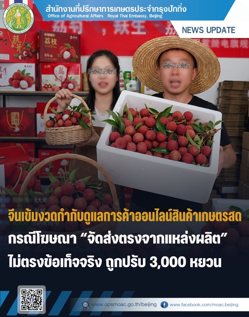 จีนเข้มงวดกำกับดูแลการค้าออนไลน์สินค้าเกษตรสด