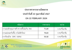 ราคากลางยางพารา ประจำวันที่ 22 กุมภาพันธ์ 2567