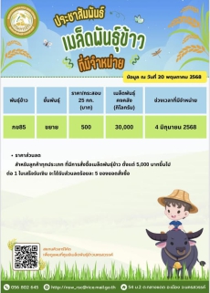 ประชาสัมพันธ์การเปิดจำหน่ายเมล็ดพันธุ์ข้าว
