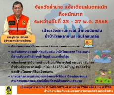 จังหวัดลำปางแจ้งเตือนฝนตกหนัก
