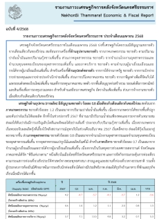 รายงานภาวะเศรษฐกิจการคลังจังหวัดนครศรีธรรมราช